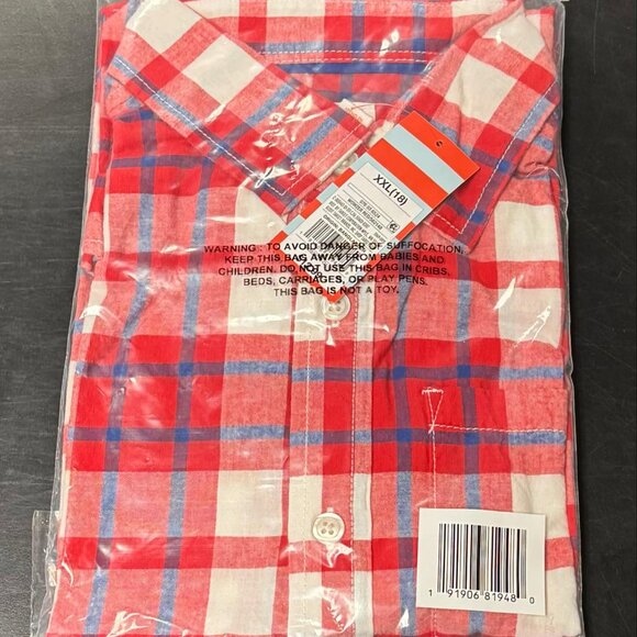 Cat & Jack Boys Americana Button-Up Shirt, Wowzer Red, Size XXL (18) - Picture 2 of 3